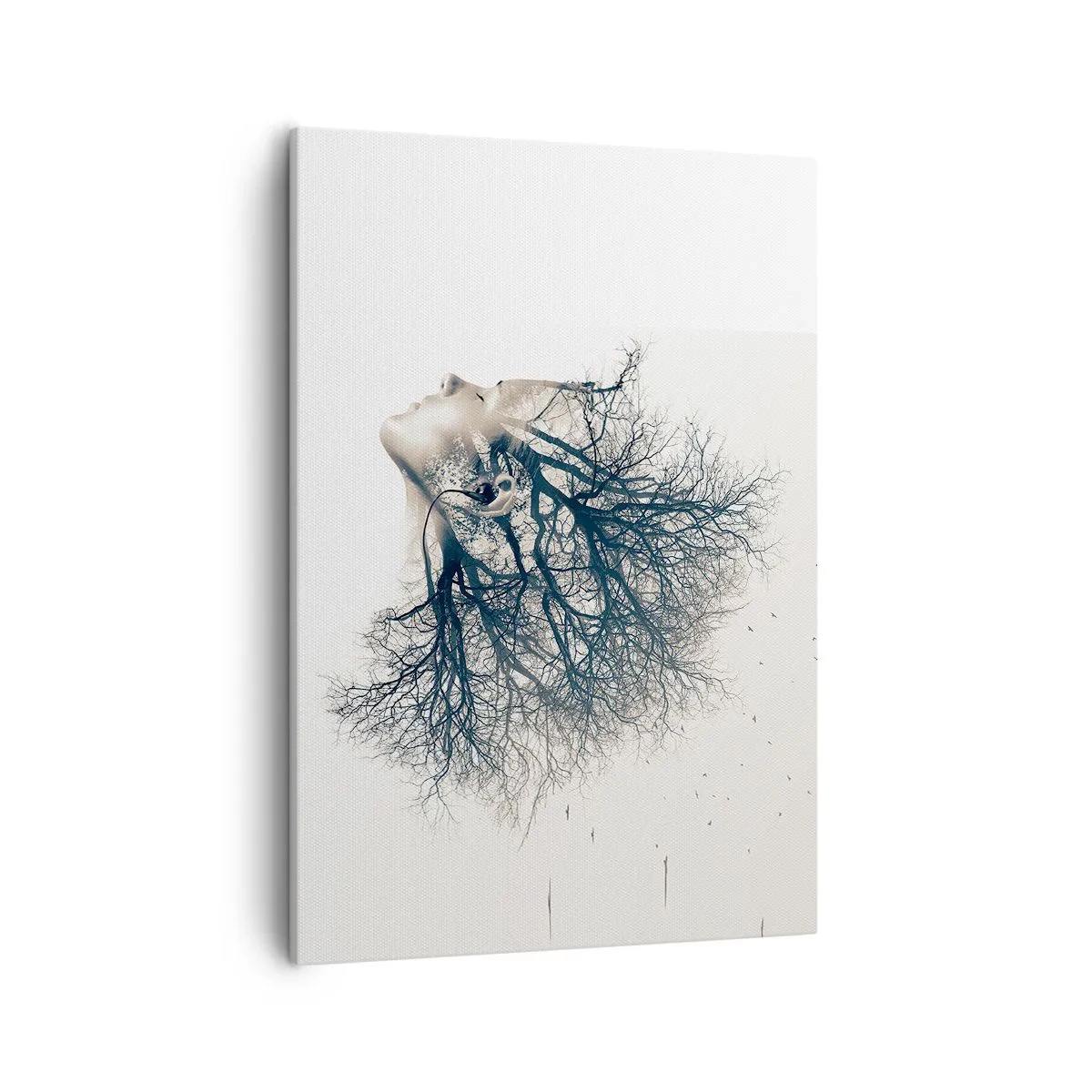Cuadro sobre lienzo - Impresión de Imagen - Silueta creativa de una mujer y árboles. - 50x70cm - Escuchando el susurro de un árbol - Decoración de pared moderna para salón y dormitorio ARTTOR