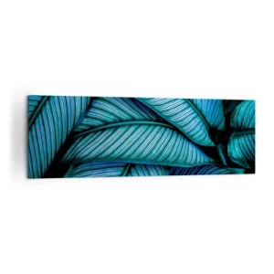 Cuadro sobre lienzo - Impresión de Imagen - Una toma de primer plano de hojas turquesas con vívidos detalles. - 160x50cm - Líneas de vida - Decoración de pared moderna para salón y dormitorio ARTTOR