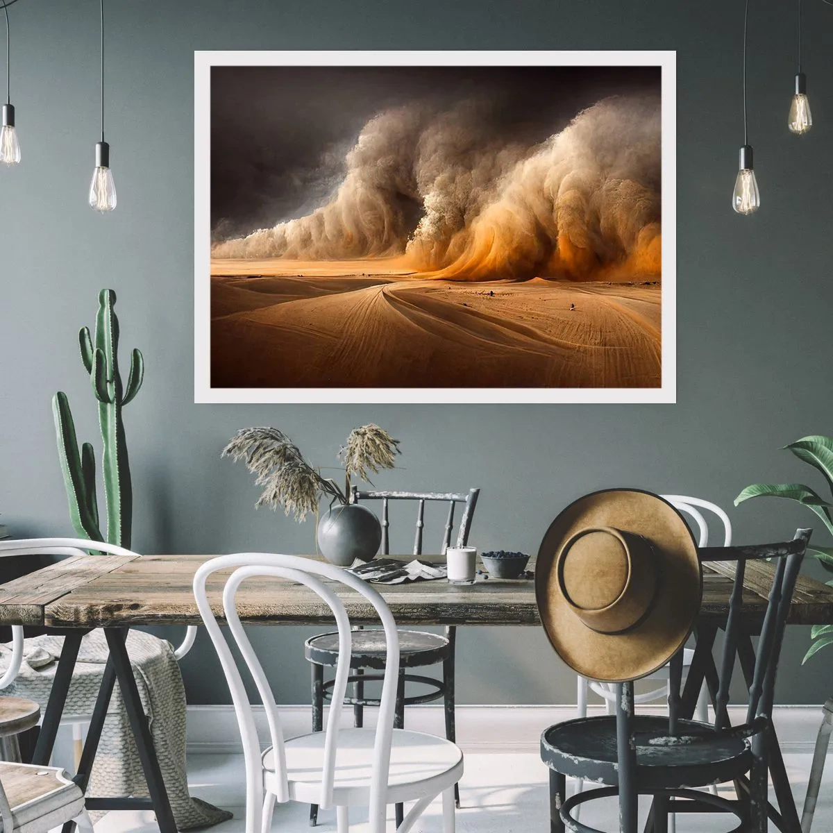 Póster - Impresionante tormenta de arena en el desierto - 100x70cm - Ira del desierto - Decoración de pared moderna para salón y dormitorio ARTTOR