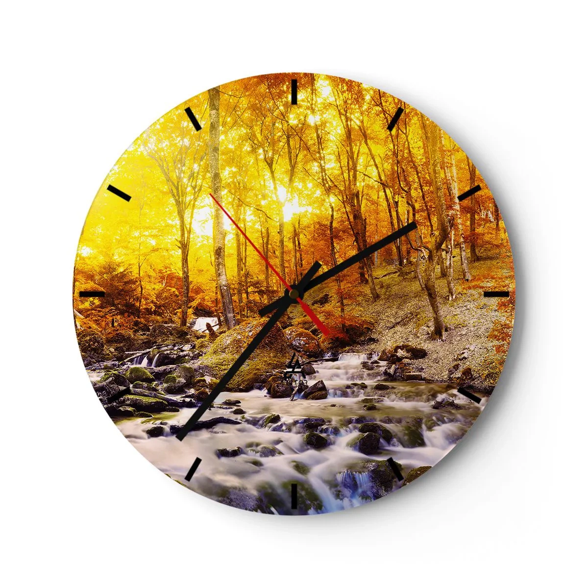 Reloj de pared - Reloj de vidrio - Piedras bañadas en oro y platino - 40x40 cm