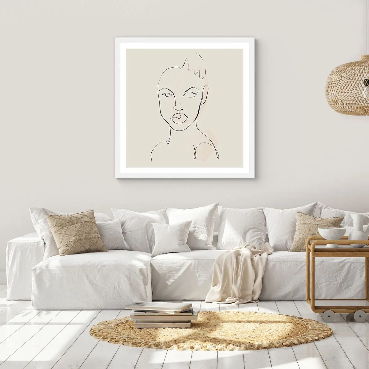 Póster en marco blanco - Un esbozo de sensualidad - 40x40 cm