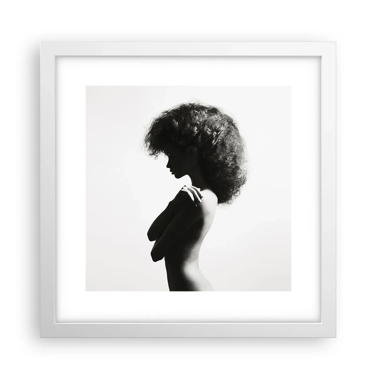 Póster en marco blanco - Como una flor en un tallo delgado - 30x30 cm