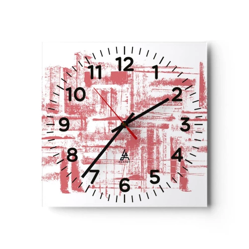 Reloj de pared - Reloj de vidrio - Ciudad roja - 40x40 cm