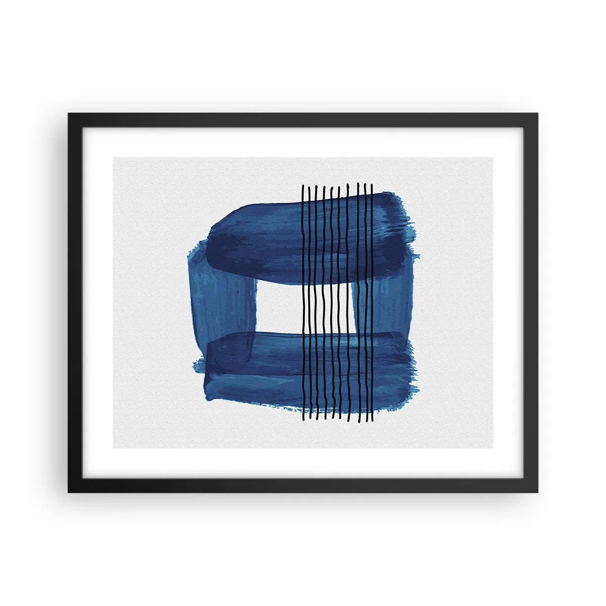 Póster en marco negro - Composición azul y negra - 50x40 cm