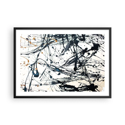 Póster en marco negro - Patrón de pintura abstracta con líneas y manchas dinámicas. - 70x50cm - ¿Con o sin sentido? - Decoración de pared moderna para salón y dormitorio ARTTOR