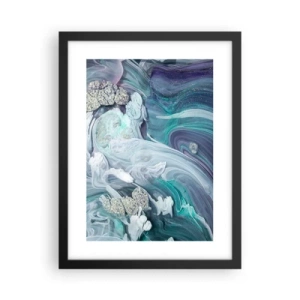 Póster en marco negro - Corrientes de azul - 30x40 cm