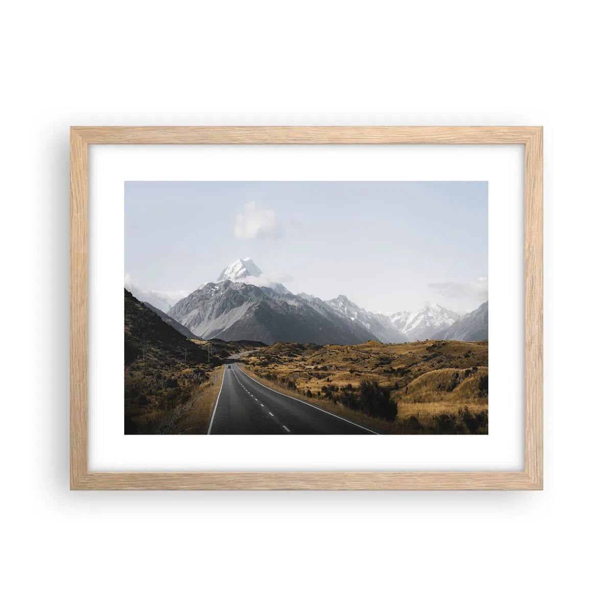 Póster en marco roble claro - El camino al corazón de las montañas - 40x30 cm