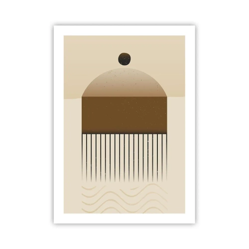 Póster - Abstracción minimalista en tonos marrones y beige. - 50x70cm - Varios estados - Decoración de pared moderna para salón y dormitorio ARTTOR