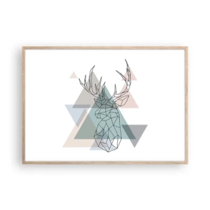 Póster en marco roble claro - En un bosque geométrico - 100x70 cm