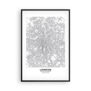 Póster en marco negro - Un mapa del laberinto de Londres - 61x91 cm