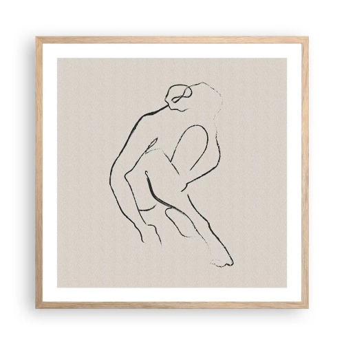 Póster en marco roble claro - Boceto íntimo - 60x60 cm