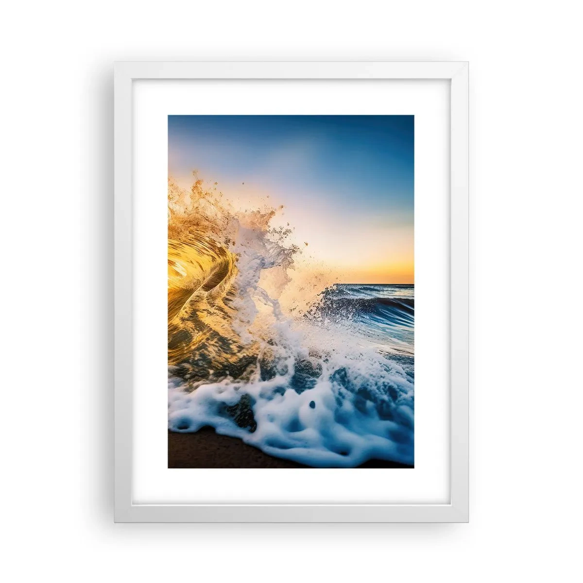 Póster en marco blanco - Jugando en la arena - 30x40 cm