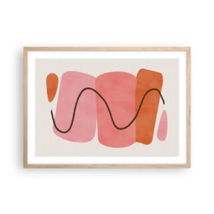 Póster en marco roble claro - Suave movimiento de formas - 70x50 cm