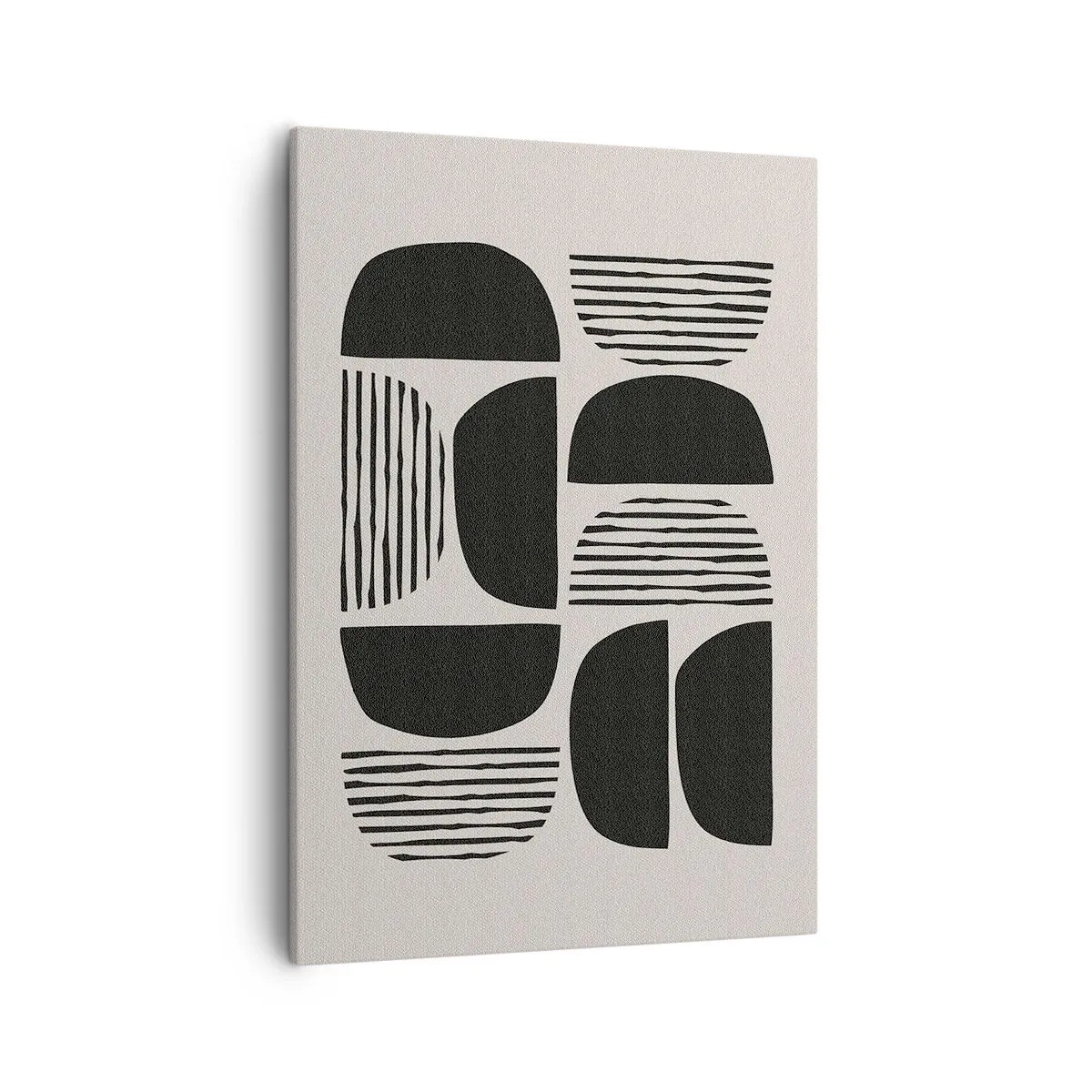 Cuadro sobre lienzo - Impresión de Imagen - Geometría con semicírculos y líneas en negro sobre fondo claro. - 50x70cm - Arreglos a medias - Decoración de pared moderna para salón y dormitorio ARTTOR