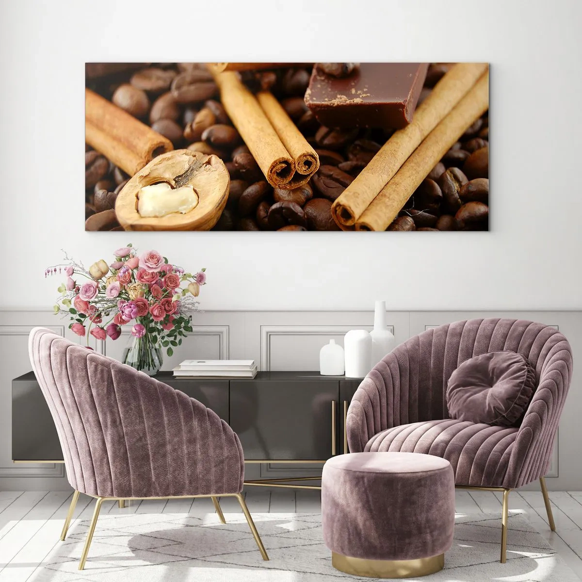 Cuadro sobre vidrio - Impresiones sobre Vidrio - Concierto de aromas - 90x30 cm