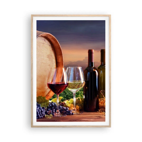 Póster en marco roble claro - Aquí la vida tiene un sabor - 70x100 cm