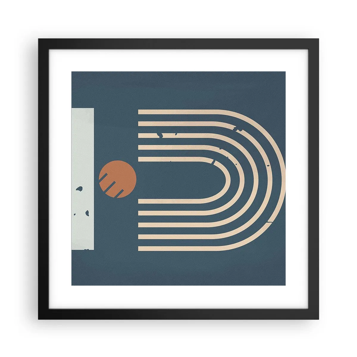 Póster en marco negro - Geometría sobre azul marino - 40x40 cm