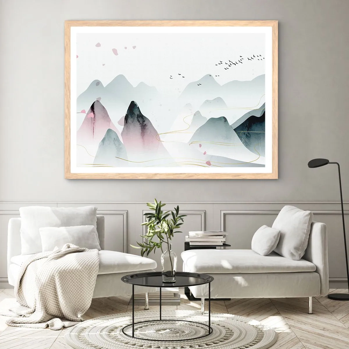 Póster en marco roble claro - Sobre las cimas - 100x70 cm
