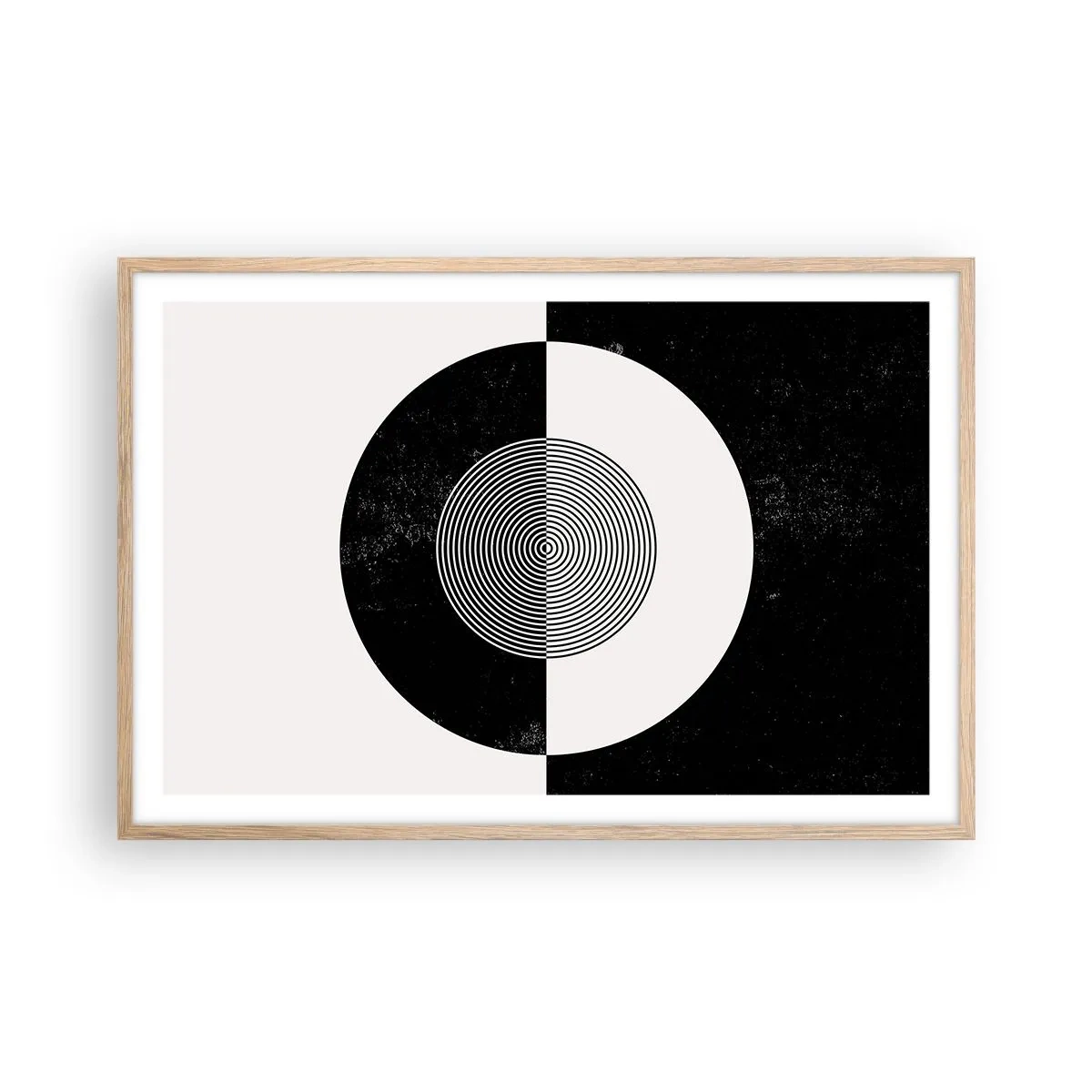 Póster en marco roble claro - Armonía en blanco y negro - 91x61 cm