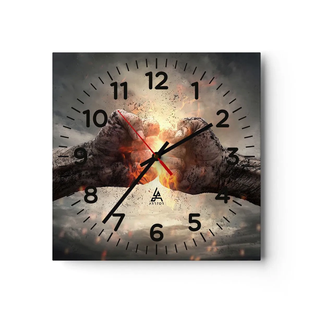 Reloj de pared - Reloj de vidrio - La lucha comienza - 30x30 cm
