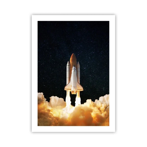 Póster - Un transbordador espacial despegando contra un cielo estrellado. - 50x70cm - ¡Ad astra! - Decoración de pared moderna para salón y dormitorio ARTTOR