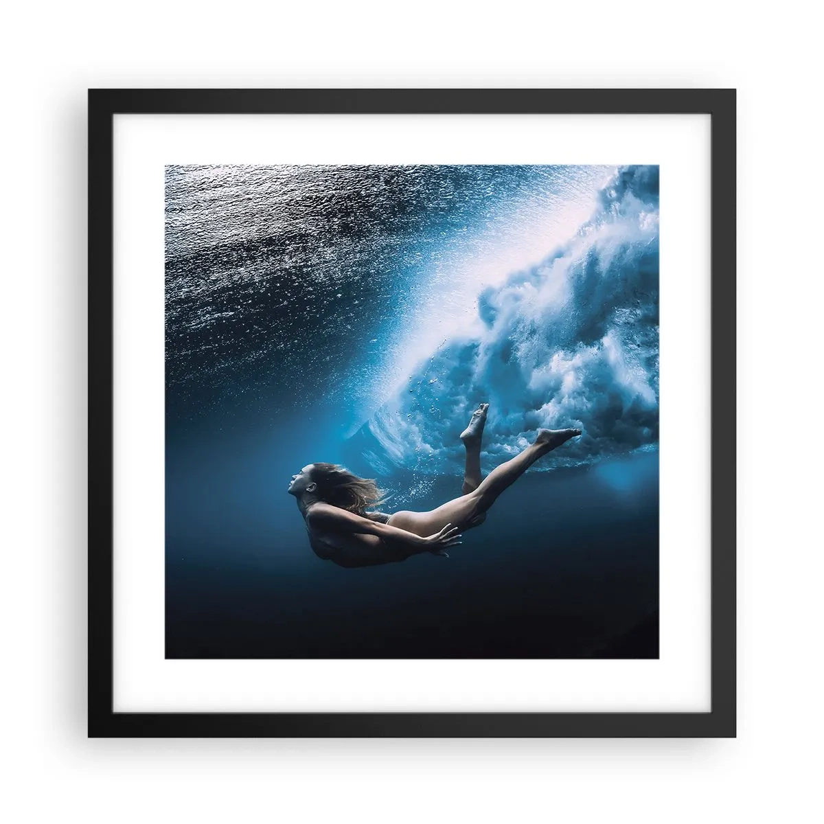 Póster en marco negro - Una sirena contemporánea - 40x40 cm