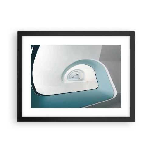 Póster en marco negro - Espiral del río azul - 40x30 cm