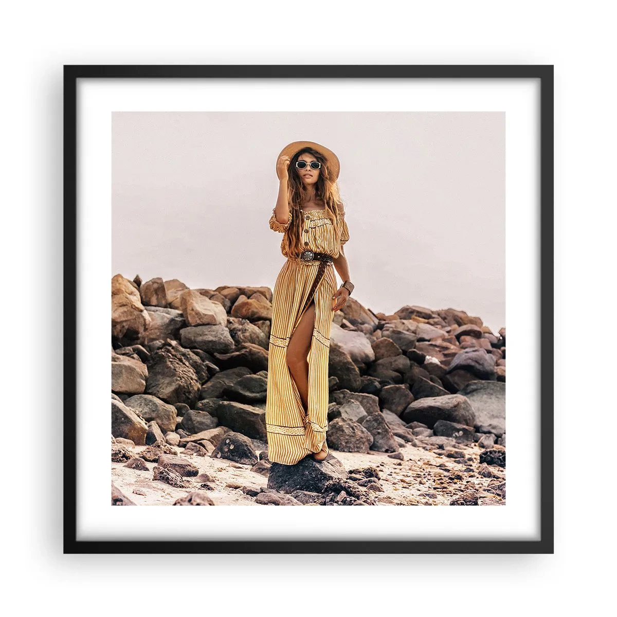 Póster en marco negro - La magia de las piedras - 50x50 cm