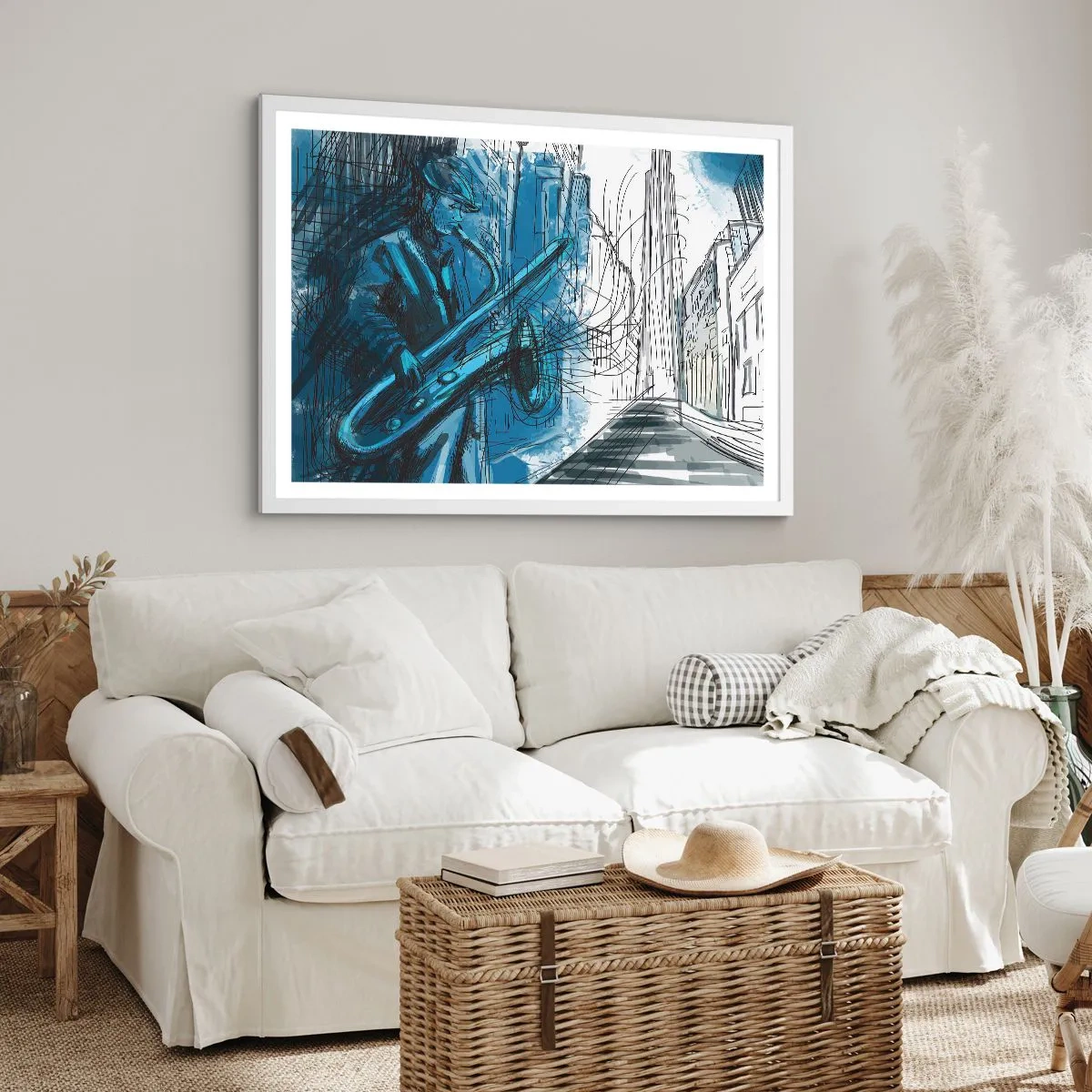 Póster en marco blanco - Rapsodia urbana - 100x70 cm