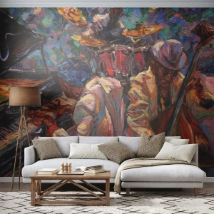 Fotomural Standard Eco - Armonía de colores y sonidos del jazz - 100x70cm - En un ritmo mágico - Decoración de pared moderna para salón y dormitorio ARTTOR