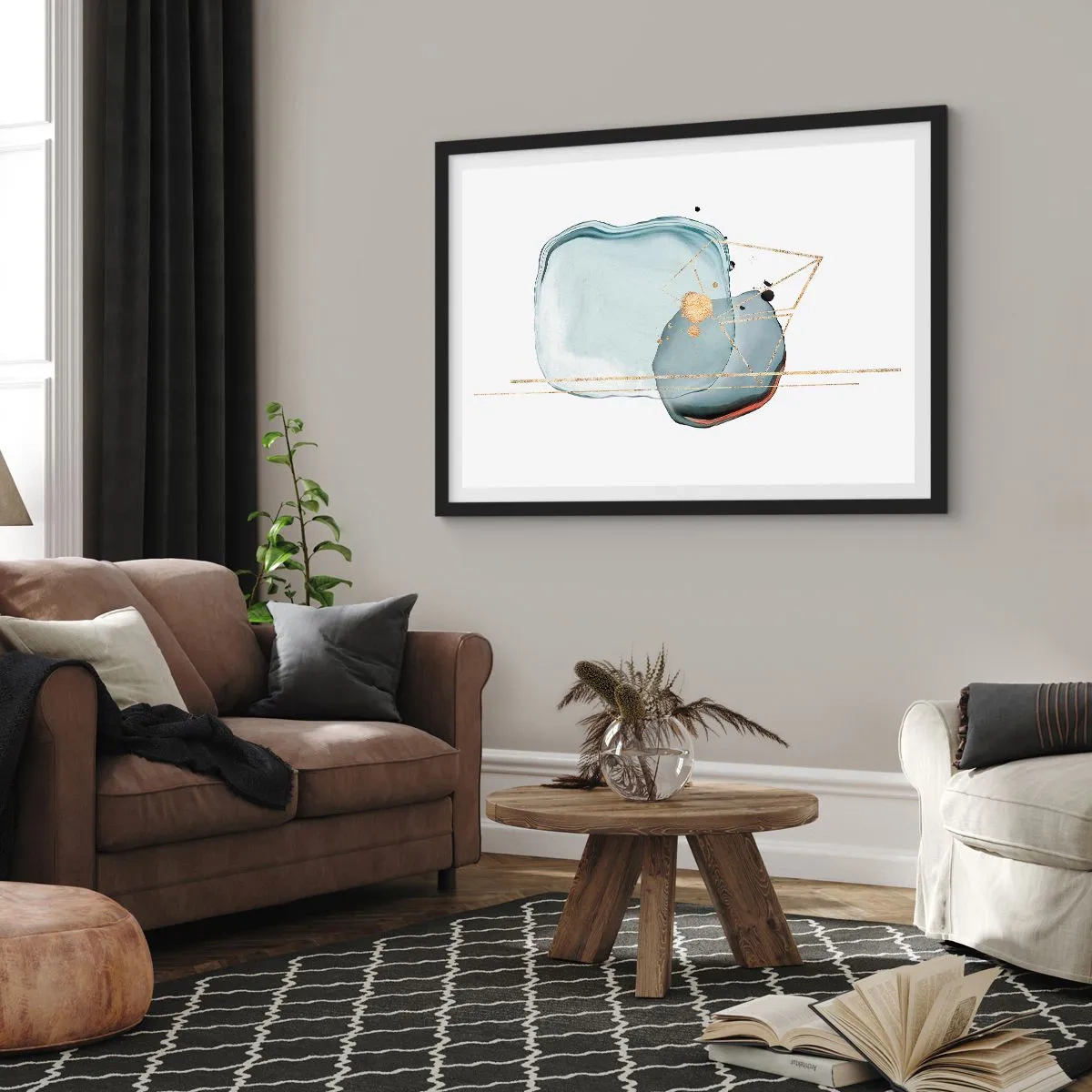 Póster en marco negro - Un estudio de gotas - 40x30 cm