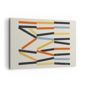 Cuadro sobre lienzo - Impresión de Imagen - Composición abstracta con rectángulos de colores y negros en disposición horizontal. - 120x80cm - Composición horizontal - Decoración de pared moderna para salón y dormitorio ARTTOR