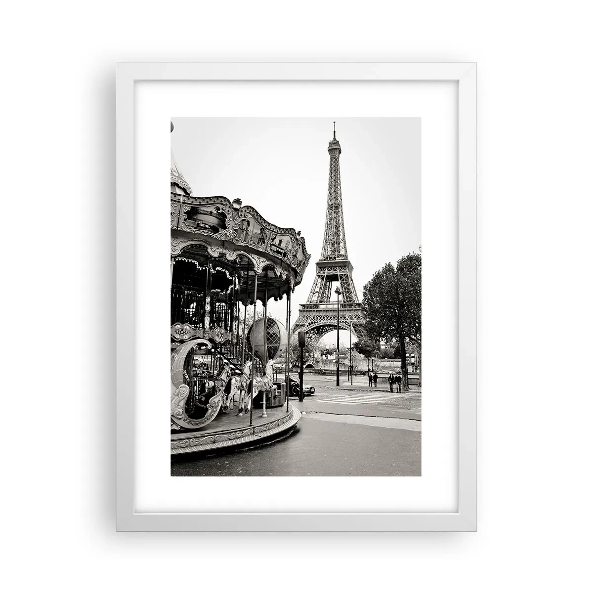 Póster en marco blanco - Tal diversión solo en París - 30x40 cm