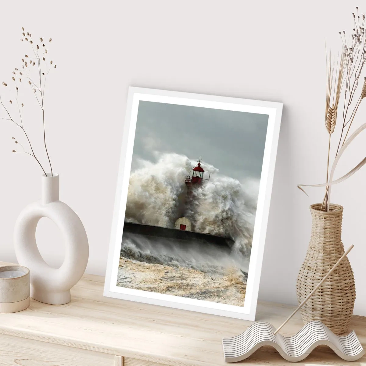 Póster en marco blanco - La furia del océano - 30x40 cm