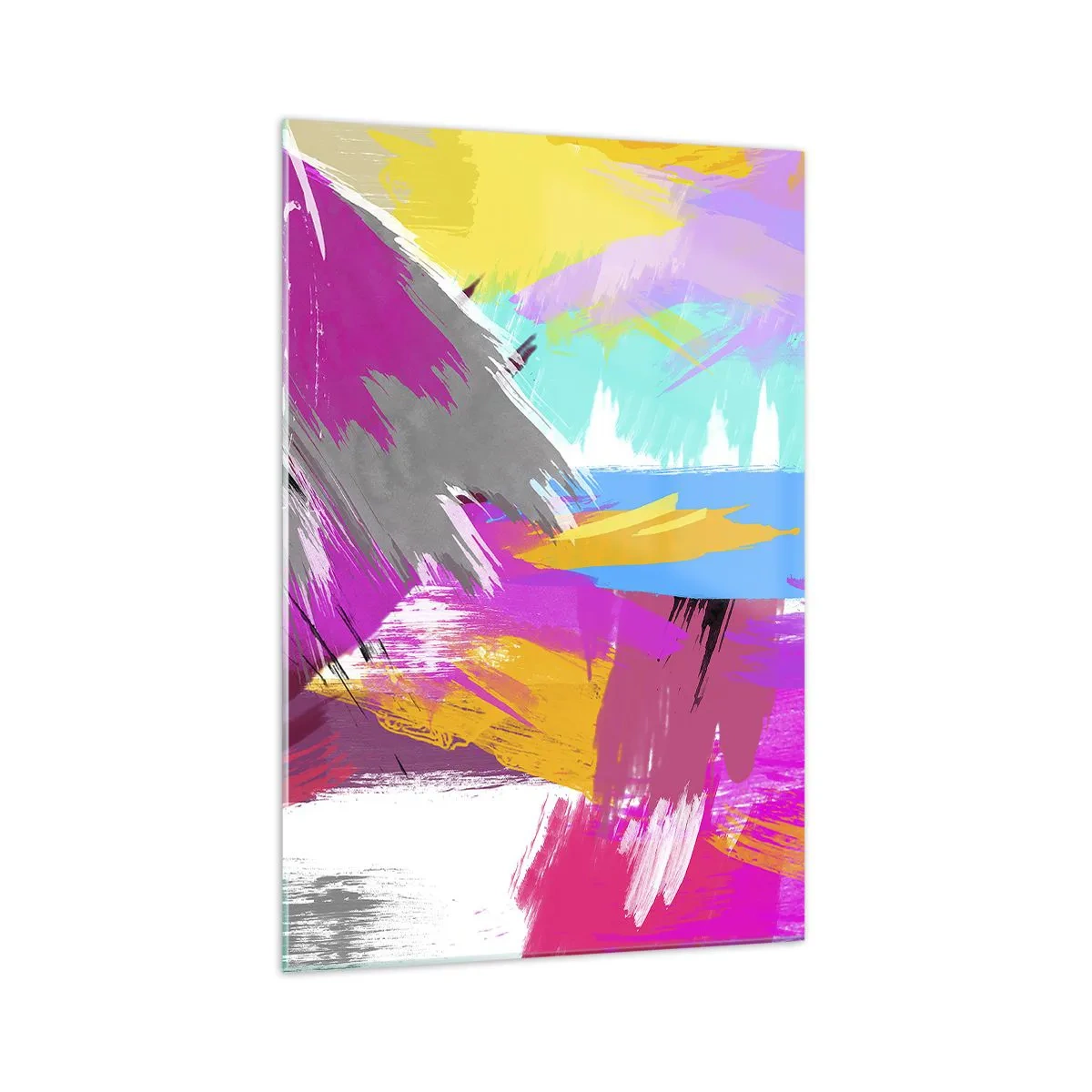 Cuadro sobre vidrio - Impresiones sobre Vidrio - Abstracción dinámica en colores intensos - 70x100cm - Abstracción colorida - Decoración de pared moderna para salón y dormitorio ARTTOR