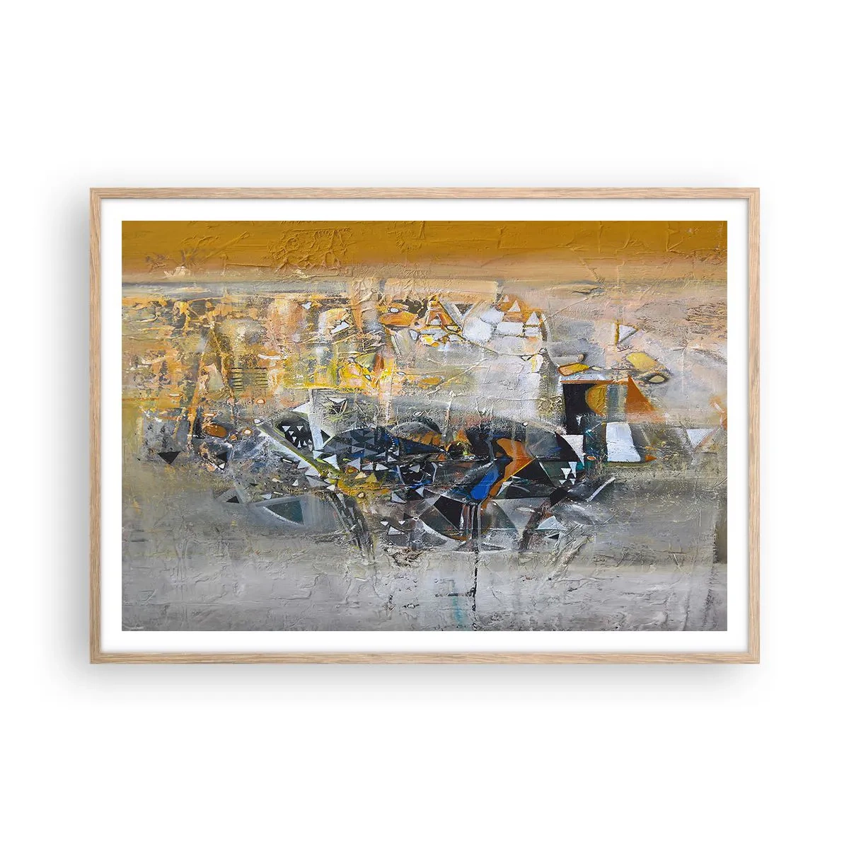 Póster en marco roble claro - Todo se pondrá en su sitio - 100x70 cm