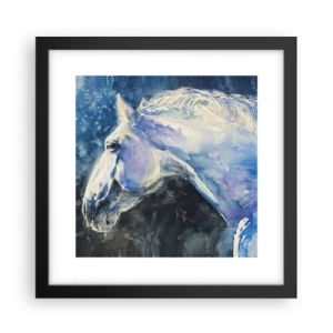 Póster en marco negro - Retrato en un resplandor azul - 30x30 cm