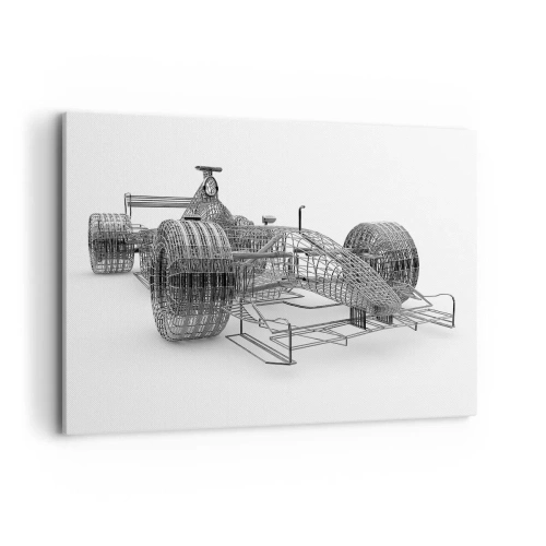Cuadro sobre lienzo - Impresión de Imagen - Un boceto de diseño de un coche de carreras sobre un fondo claro. - 120x80cm - Construcción perfecta - el impulso - Decoración de pared moderna para salón y dormitorio ARTTOR