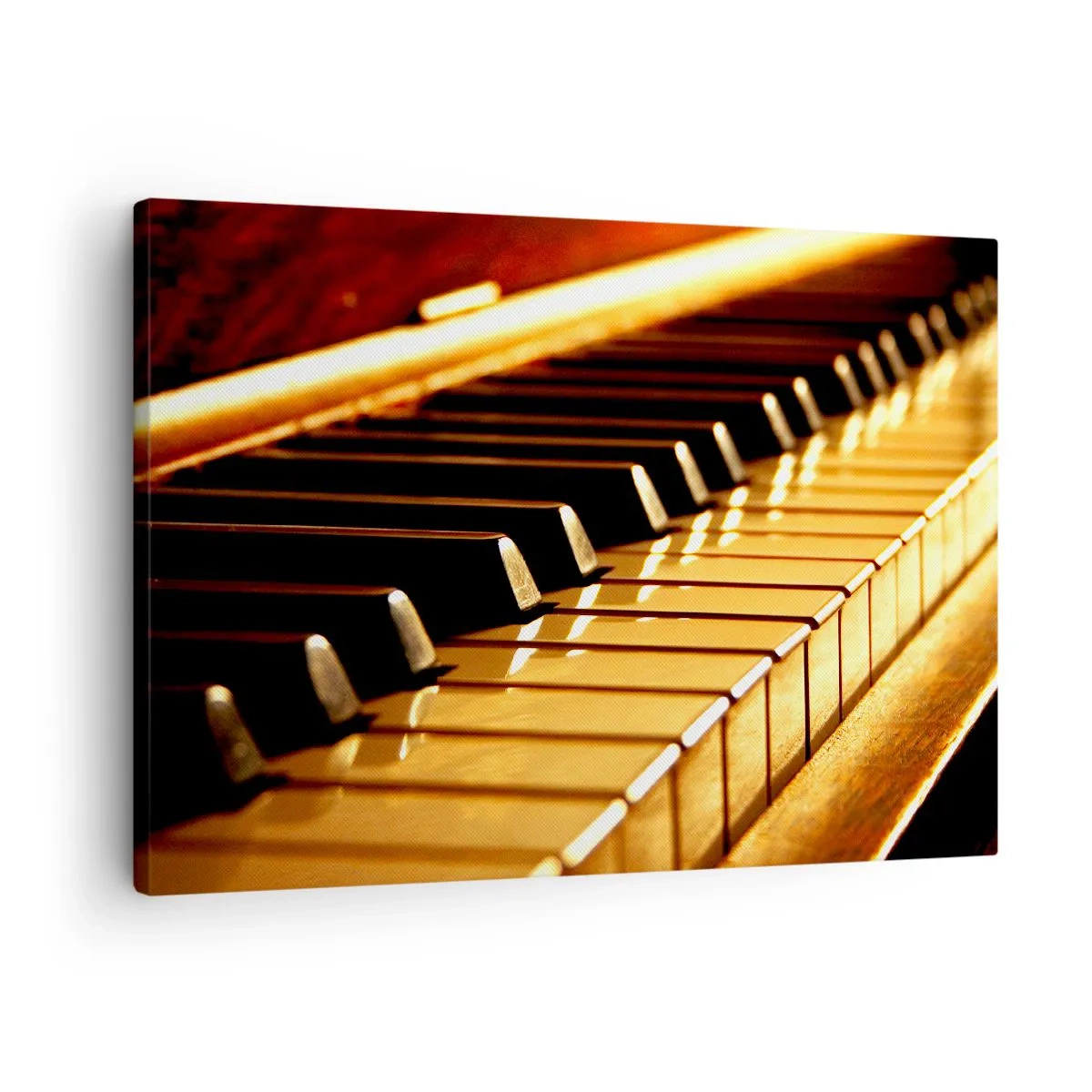 Cuadro sobre lienzo - Impresión de Imagen - Teclado de piano con iluminación dorada - 70x50cm - Posibilidades ilimitadas - Decoración de pared moderna para salón y dormitorio ARTTOR
