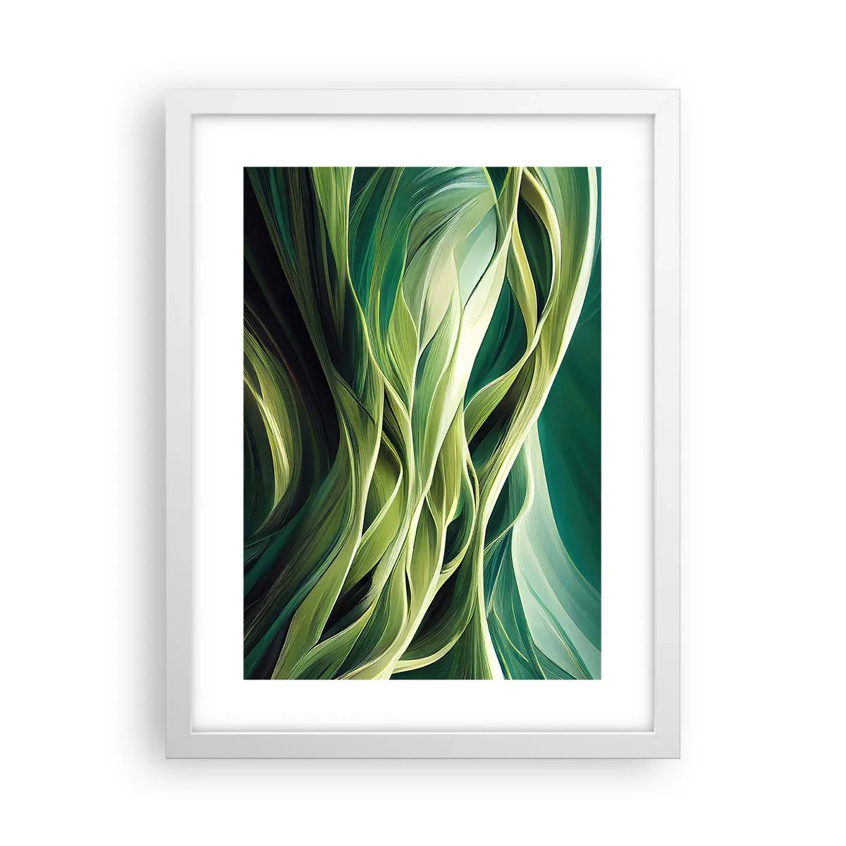 Póster en marco blanco - Un juego abstracto de color verde - 30x40 cm