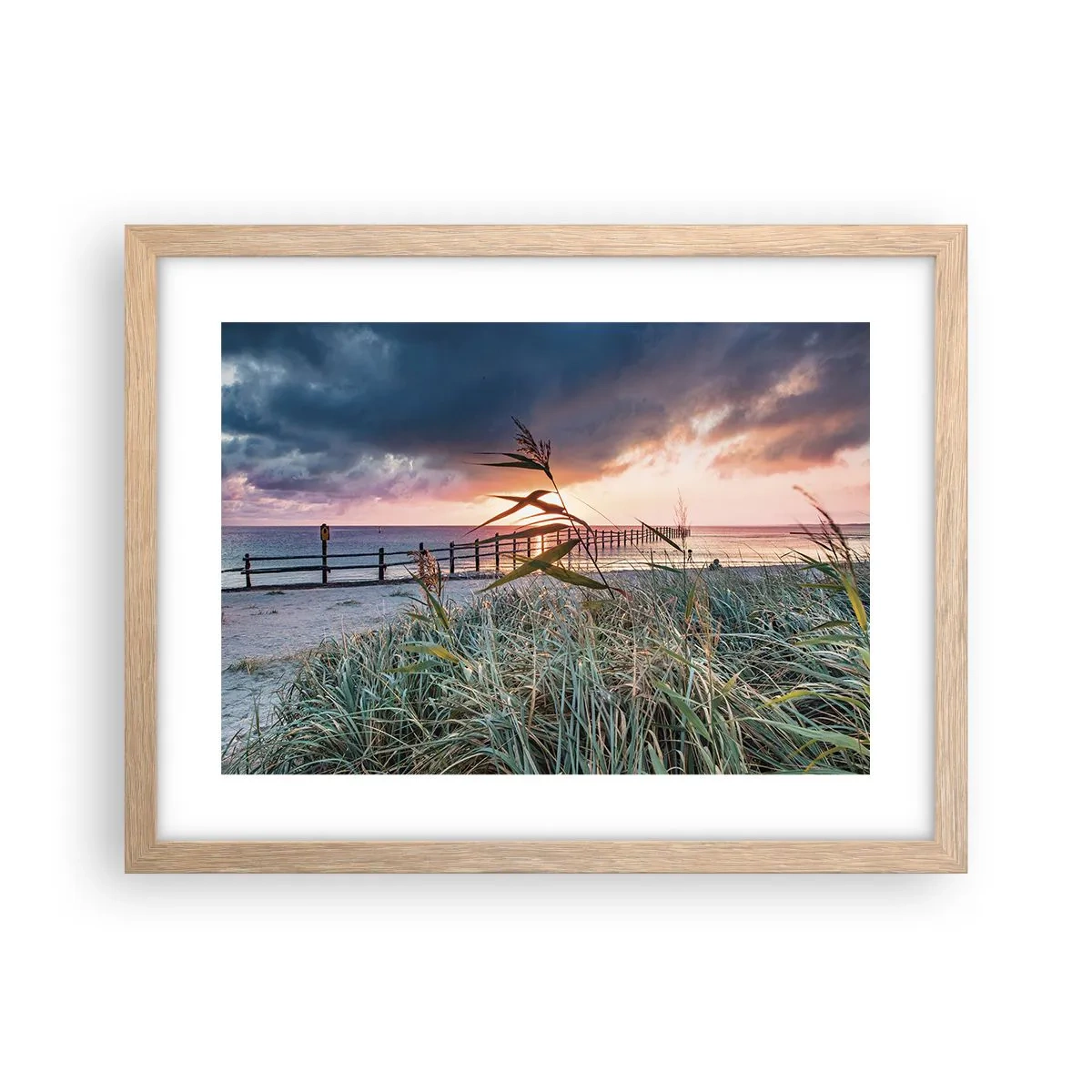 Póster en marco roble claro - Bailando con el viento - 40x30 cm