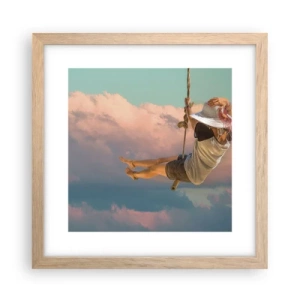 Póster en marco roble claro - Jugando en las nubes - 30x30 cm