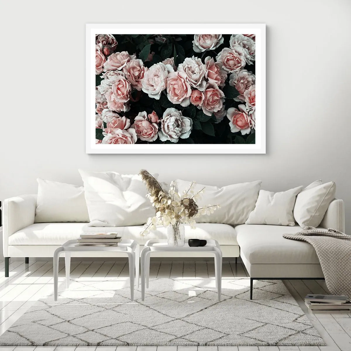 Póster en marco blanco - Conjunto de rosas - 50x40 cm