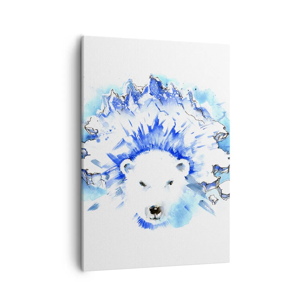 Cuadro sobre lienzo - Impresión de Imagen - Pintura artística de acuarela de un oso polar con un motivo helado. - 50x70cm - El rey del Ártico con una corona de hielo - Decoración de pared moderna para salón y dormitorio ARTTOR