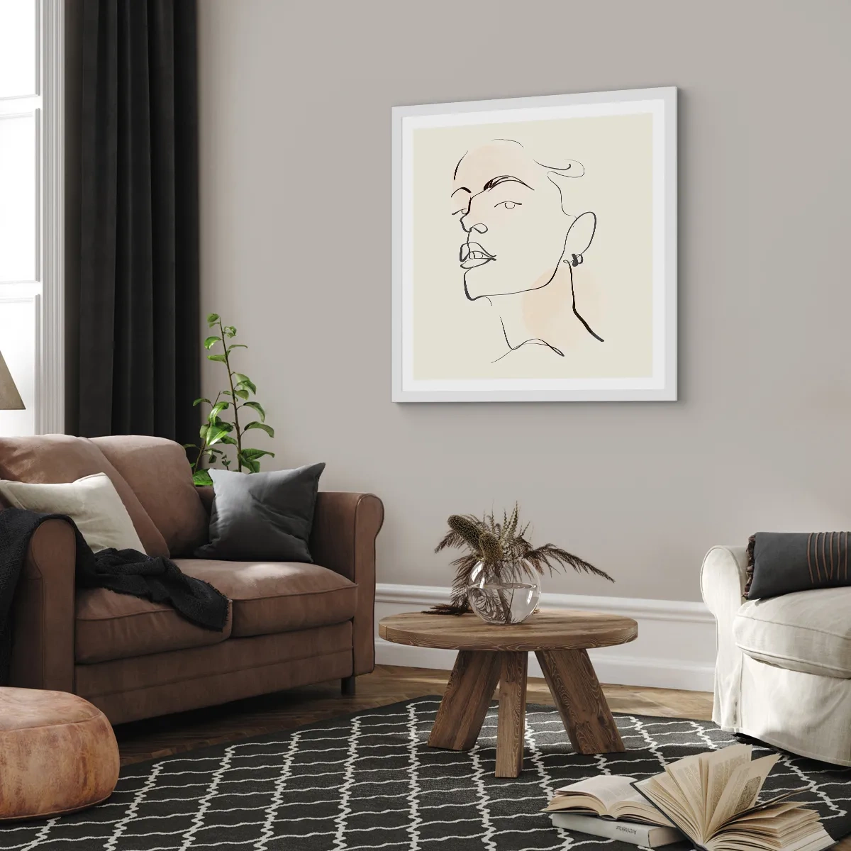 Póster en marco blanco - Una mirada orgullosa - 40x40 cm