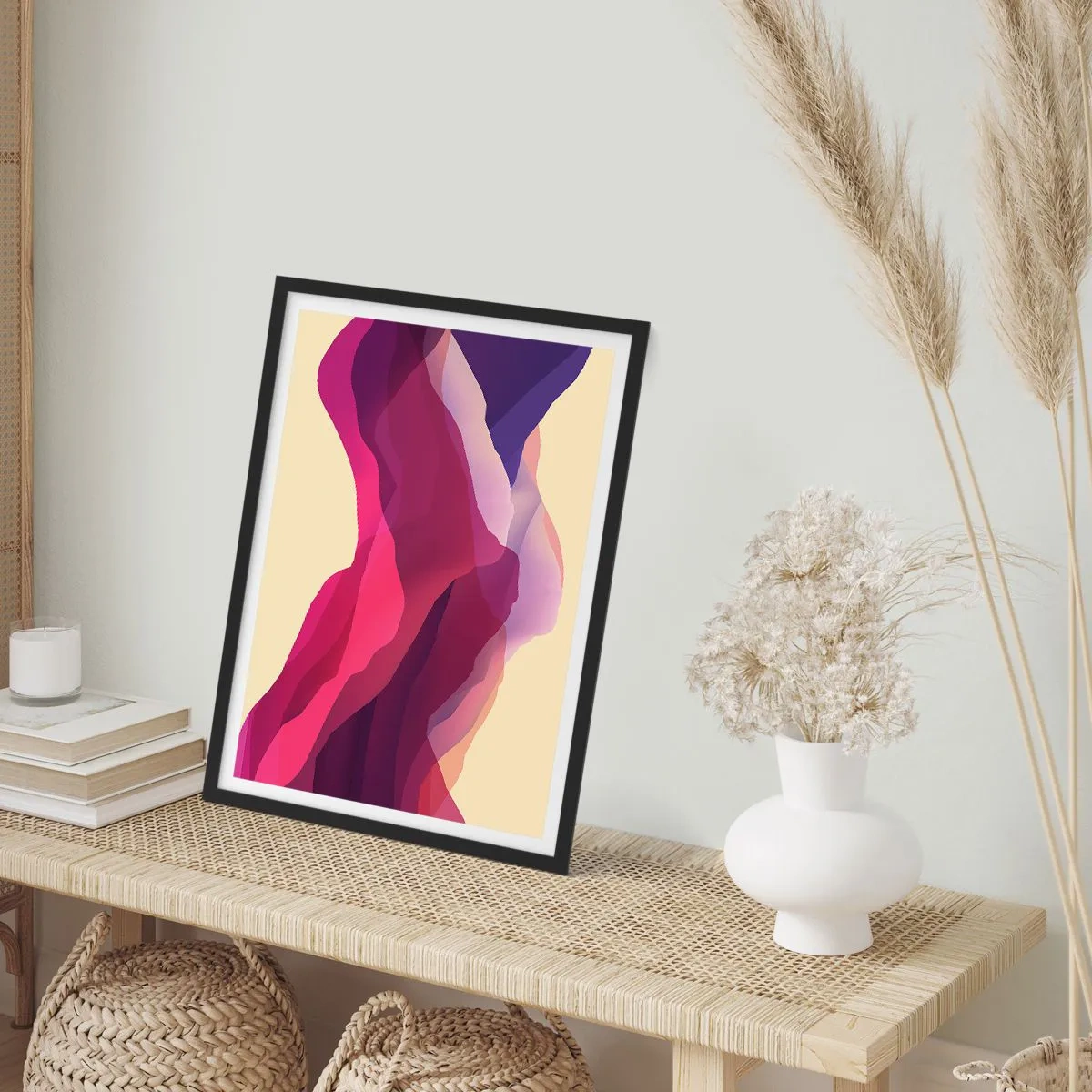 Póster en marco negro - Ondas púrpuras - 61x91 cm