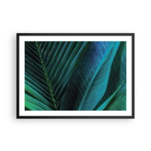 Póster en marco negro - Primer plano de hojas verdes tropicales - 70x50cm - Anatomía del verde - Decoración de pared moderna para salón y dormitorio ARTTOR