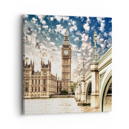 Cuadro sobre lienzo - Impresión de Imagen - Nubes sobre el Támesis - 40x40 cm