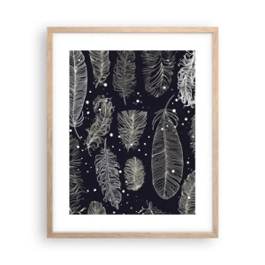 Póster en marco roble claro - Encaje de plumas - 40x50 cm