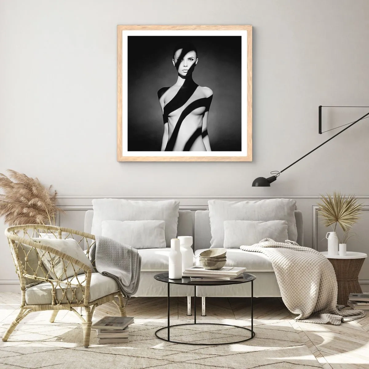 Póster en marco roble claro - En la luz y en la sombra - 30x30 cm